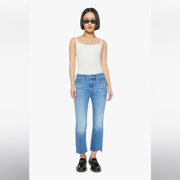 Mother The Insider Crop Step Fray Jeans 26 layered minimalist staple luxury chic